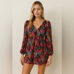 1057 Rotate Geometric Diamond Mini Dress Size 4